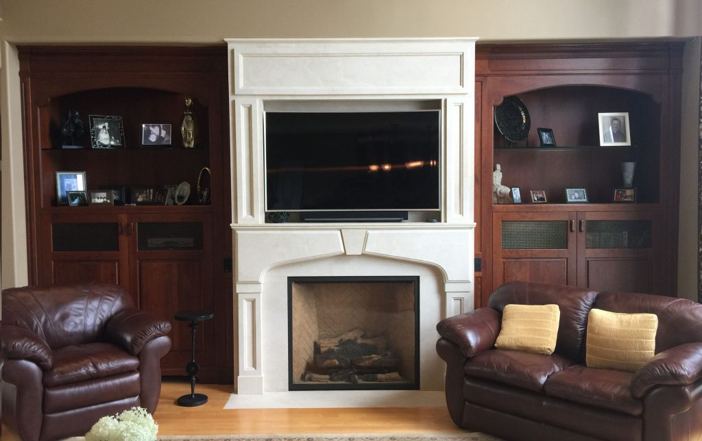 Wall mounted television with Sonos Playbar below