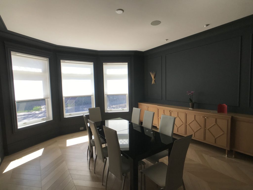 Shades open at 25% in Dining Room